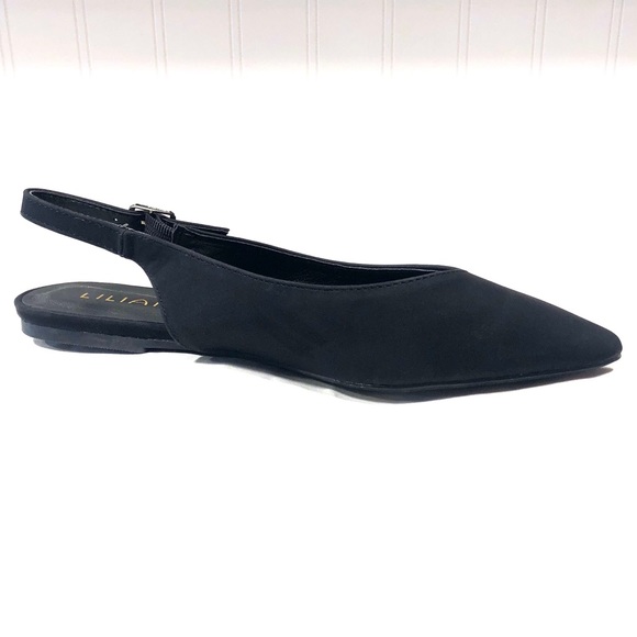 Liliana Black Slingback Flats Pointed Toe - Picture 2 of 4